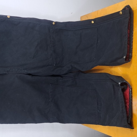 Carhartt canvas Duck bib red quilt double knee 1/2 zip 42/30 black overalls - Picture 3 of 8